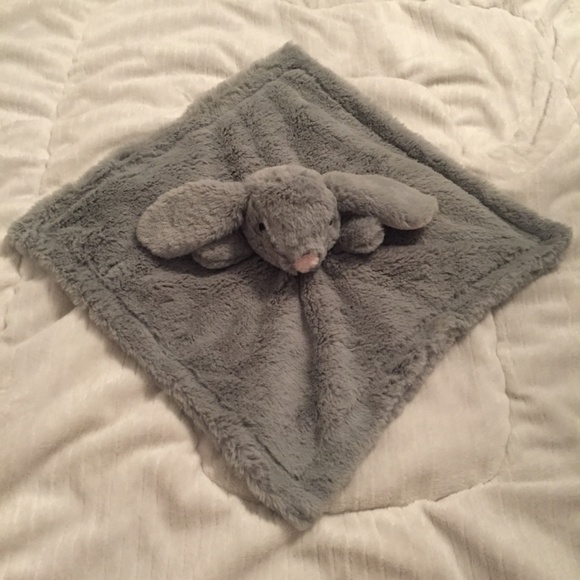 Grey Bunny Rabbit Pink Plush Baby Security Blanket Lovey - Picture 2 of 4